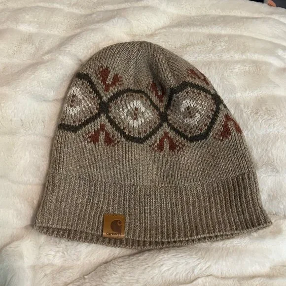 Carhartt Women’s One Size Tan Brown Mocha Wool Acrylic Outdoor Camping Beanie - Picture 7 of 7